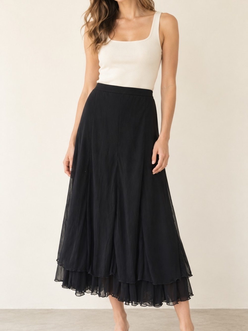 Dress Barn Black Tiered Maxi Skirt